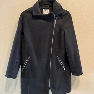 Old Navy Women's Long Moto Asymmetrical Zipper Medium Black Coat